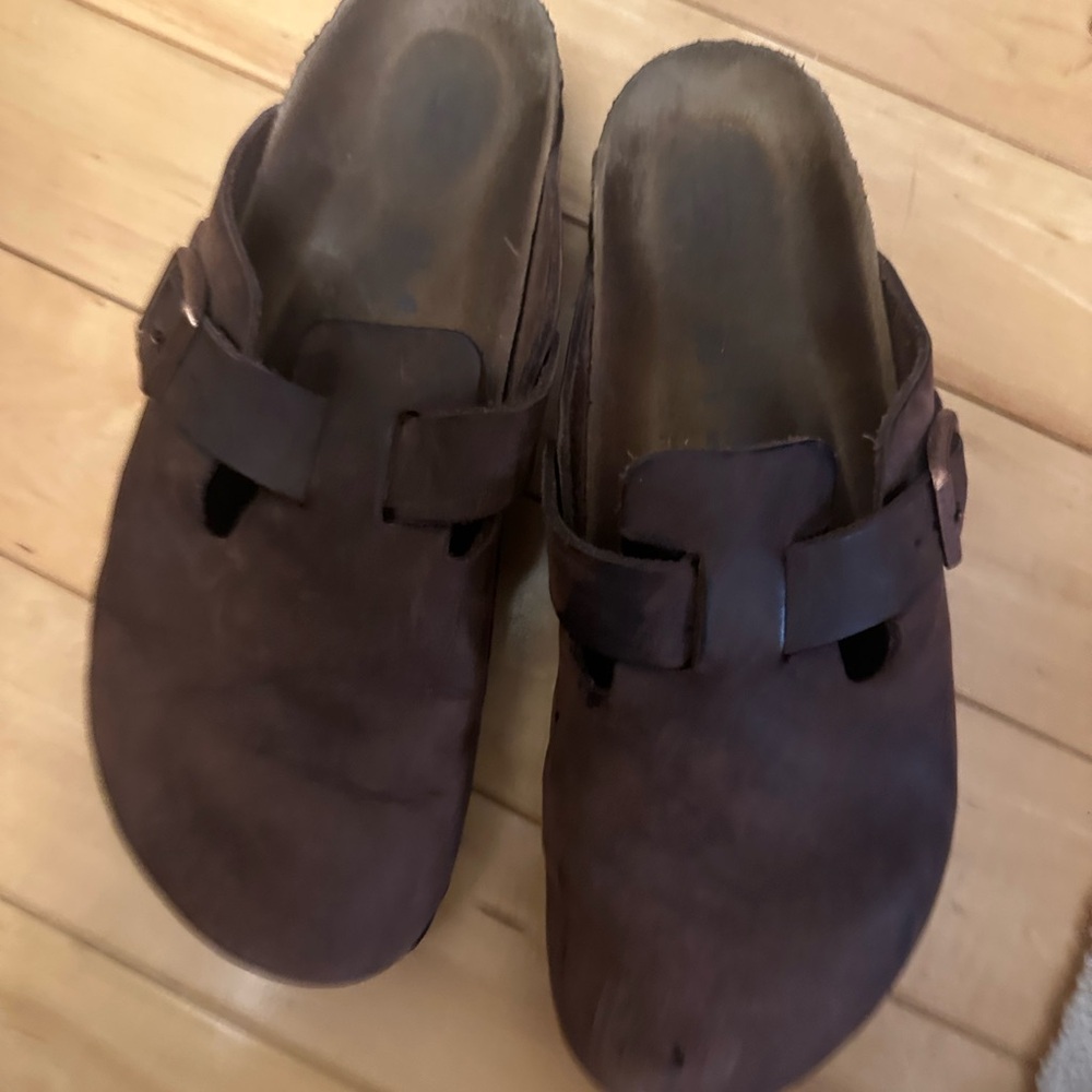 Brown Boston Birkenstock Clogs